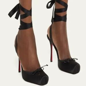 Christian Louboutin CASSIA  Black Satin Heels